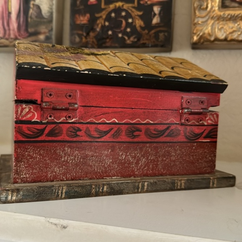 Hand Painted‎ Wood Box German/ Swiss Vintage - Picture 3 of 7